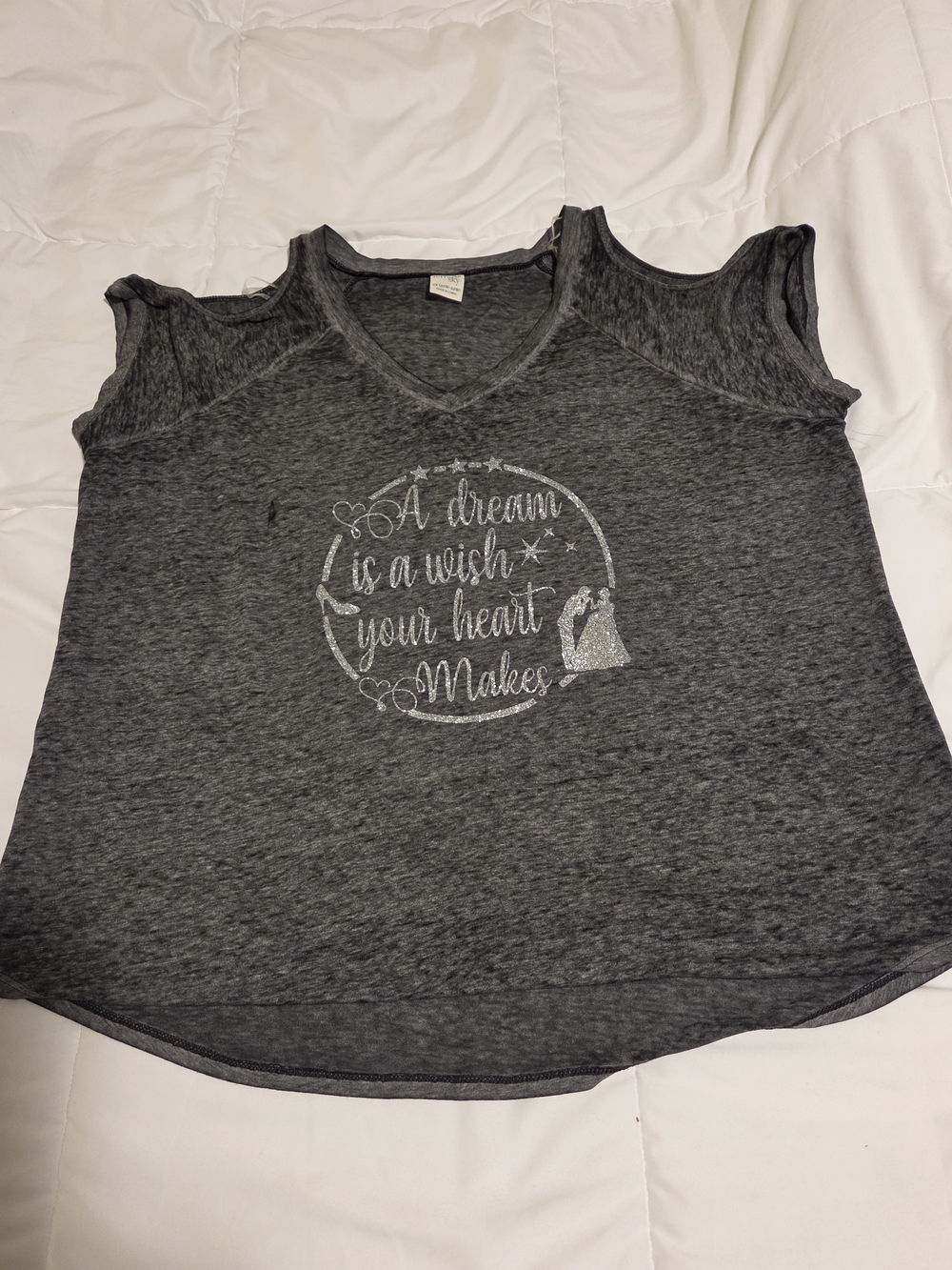 Women's Gray Cold-Shoulder Graphic Tee Disney